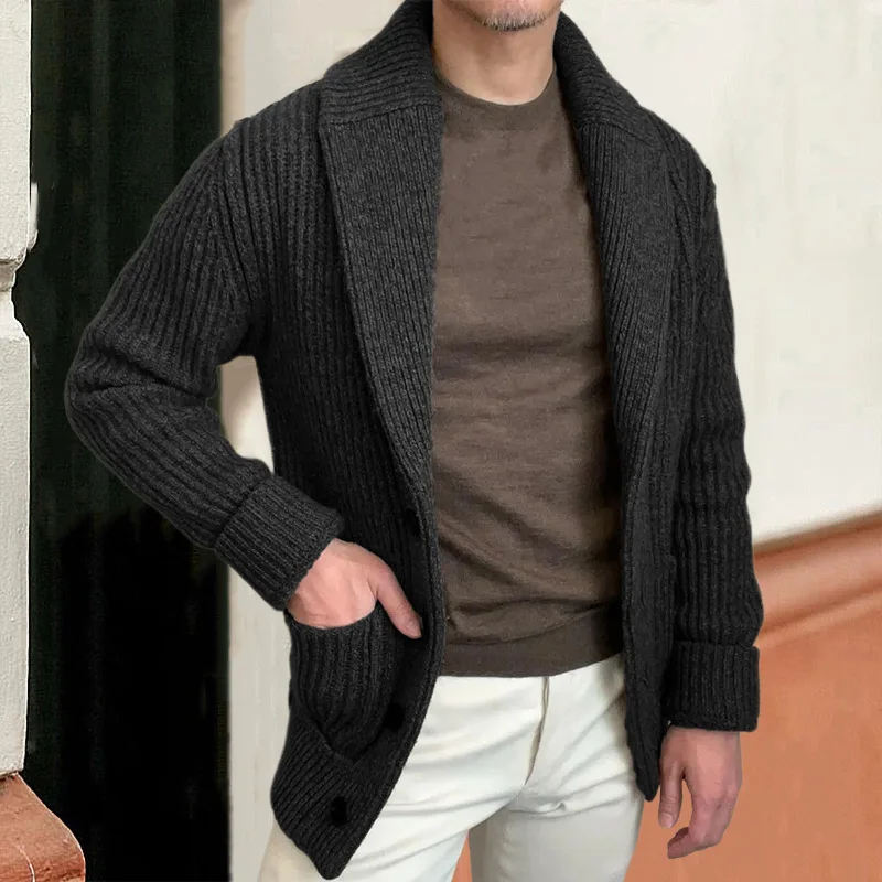 Down Jacket Packable - Męskie swetry kardigan kołnierz długi rękaw