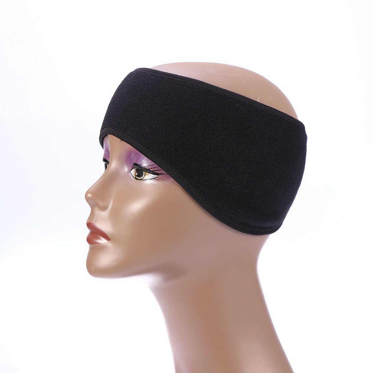Fleece Ear Warmer Band - Unisexowa czarna opaska na uszy, zimowa,