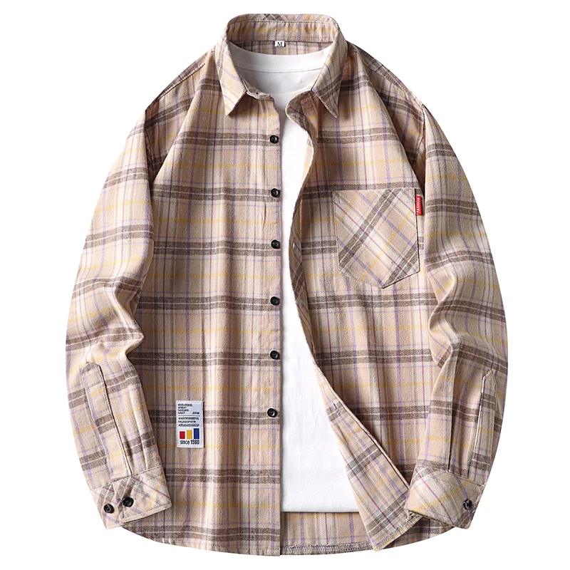 Flannel Shirt Lined - Męskie koszule flanelowe w kratę z
