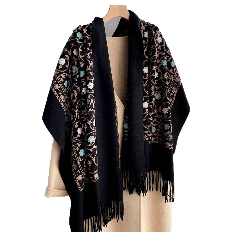 Nowy kaszmirowy szal z haftem  – Cashmere Pashmina Wrap recenzja i cena